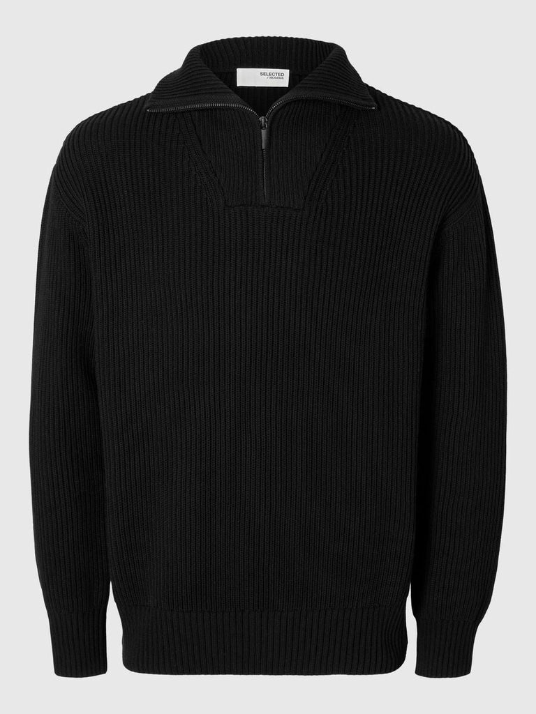 SELECTED - 100% COTTON HALF - ZIP JUMPER - BLACK - _SELECTED - Aritmetik - montreal