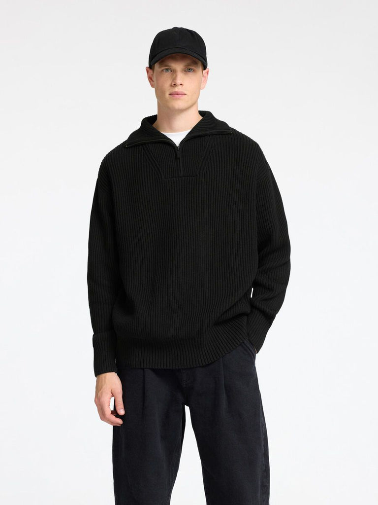 SELECTED - 100% COTTON HALF - ZIP JUMPER - BLACK - _SELECTED - Aritmetik - montreal