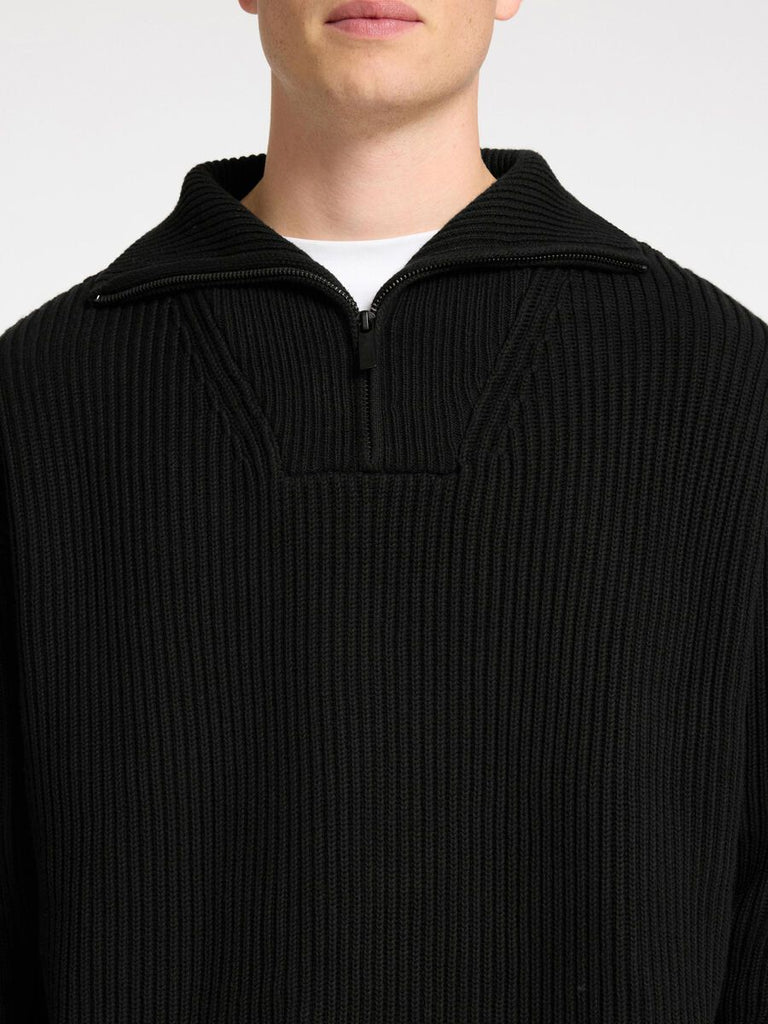 SELECTED - 100% COTTON HALF - ZIP JUMPER - BLACK - _SELECTED - Aritmetik - montreal