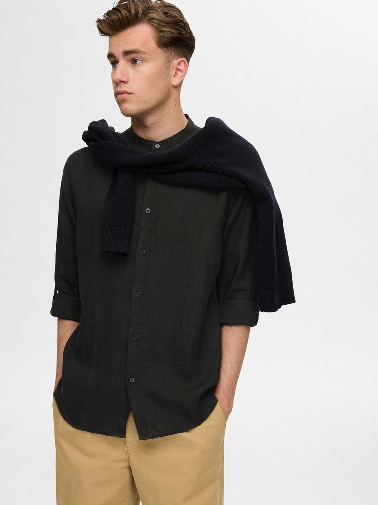 SELECTED - 100% LINEN LONG SLEEVED SHIRT - BLACK - Shirt_SELECTED - Aritmetik - montreal