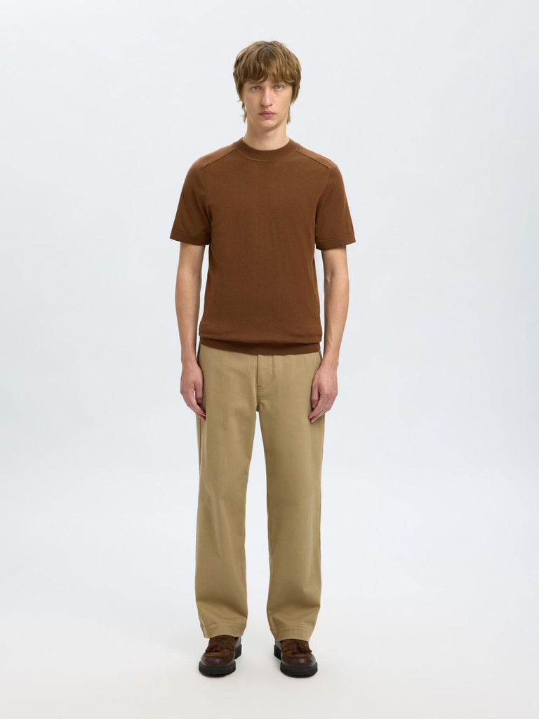 SELECTED - 100% MERINO WOOL T - SHIRT - Brown - Sweater_SELECTED - Aritmetik - montreal