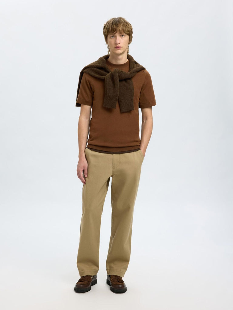 SELECTED - 100% MERINO WOOL T - SHIRT - Brown - Sweater_SELECTED - Aritmetik - montreal