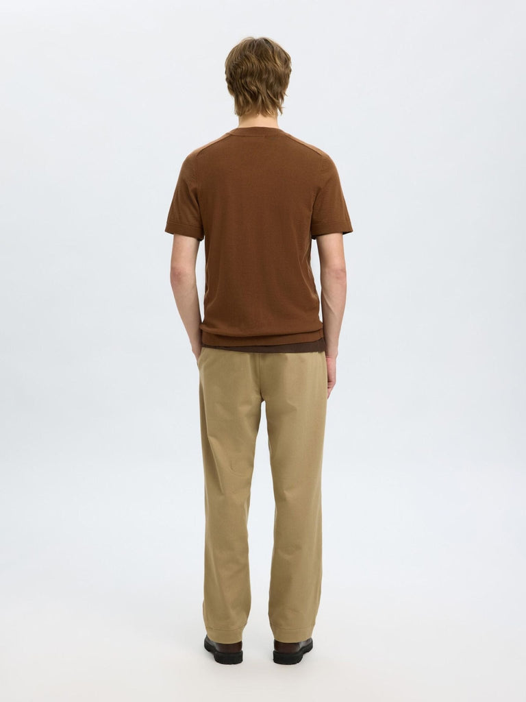 SELECTED - 100% MERINO WOOL T - SHIRT - Brown - Sweater_SELECTED - Aritmetik - montreal