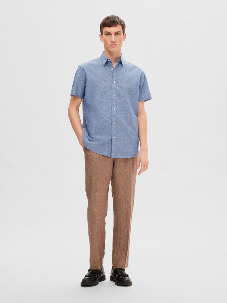 SELECTED - CLASSIC SHORT SLEEVED SHIRT - BLUE - Shirt_SELECTED - Aritmetik - montreal