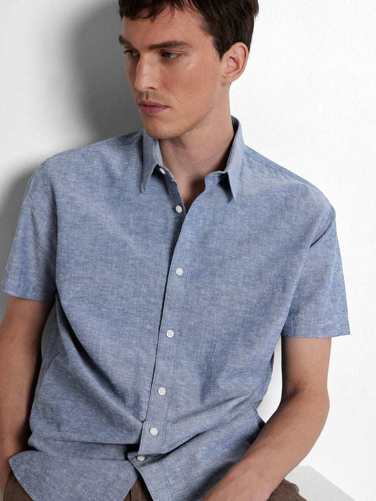 SELECTED - CLASSIC SHORT SLEEVED SHIRT - BLUE - Shirt_SELECTED - Aritmetik - montreal