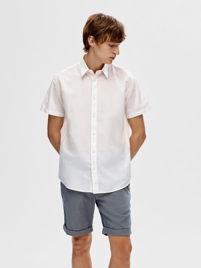 SELECTED - CLASSIC SHORT SLEEVED SHIRT - WHITE - Shirt_SELECTED - Aritmetik - montreal