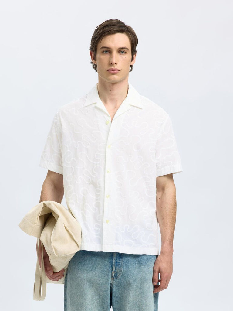 SELECTED - EMBROIDERED SHORT SLEEVED SHIRT - White - Shirt_SELECTED - Aritmetik - montreal