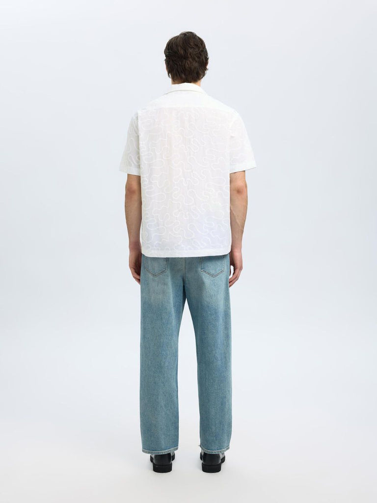 SELECTED - EMBROIDERED SHORT SLEEVED SHIRT - White - Shirt_SELECTED - Aritmetik - montreal