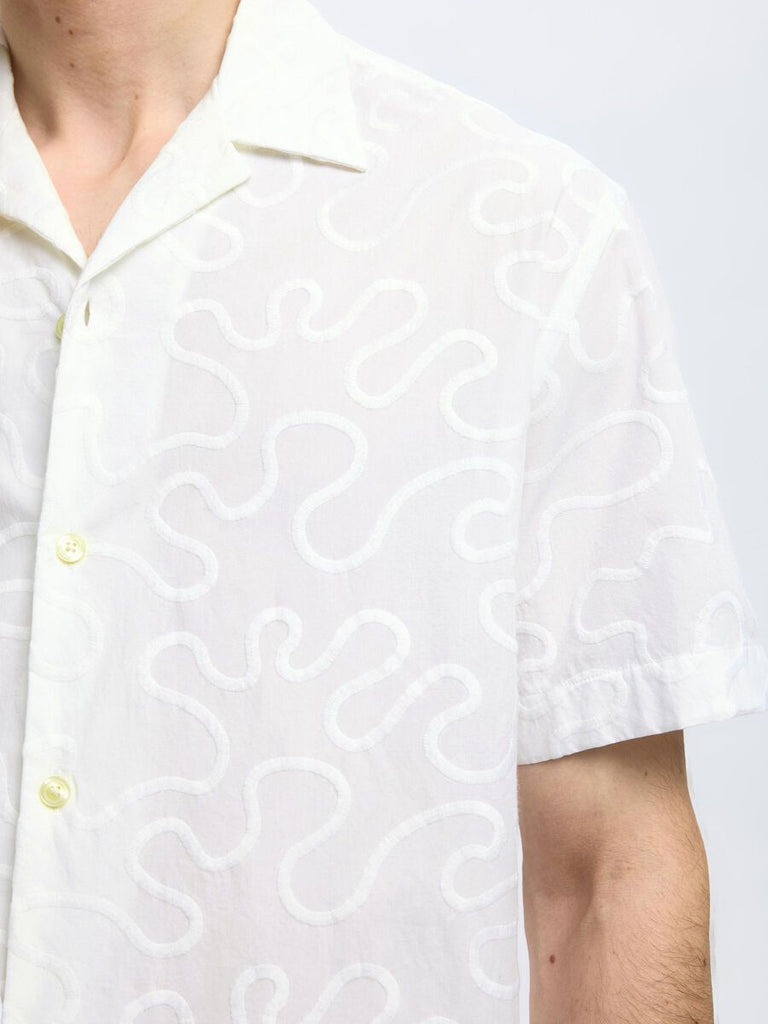 SELECTED - EMBROIDERED SHORT SLEEVED SHIRT - White - Shirt_SELECTED - Aritmetik - montreal