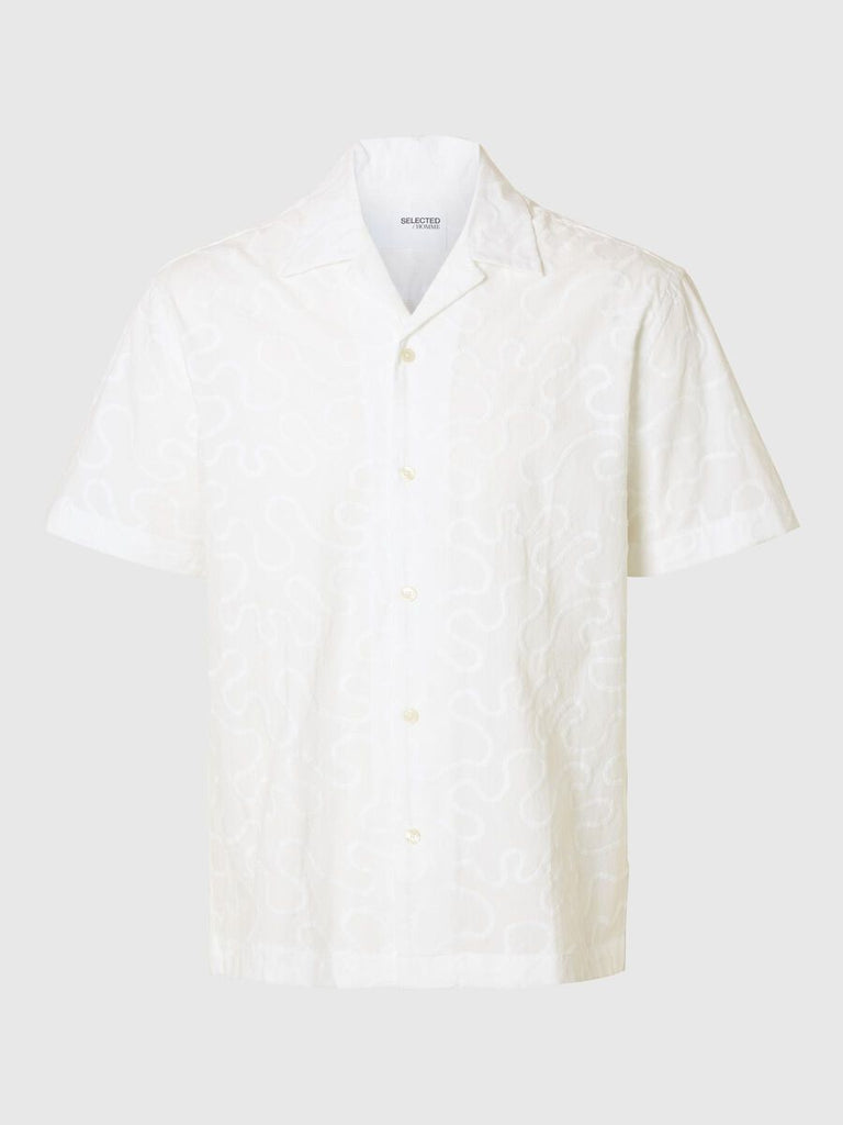SELECTED - EMBROIDERED SHORT SLEEVED SHIRT - White - Shirt_SELECTED - Aritmetik - montreal