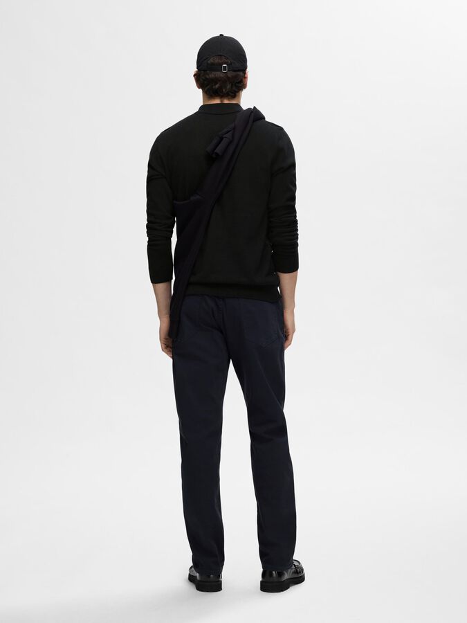 SELECTED - KNITTED LONG - SLEEVED POLO - BLACK - Sweater_SELECTED - Aritmetik - montreal