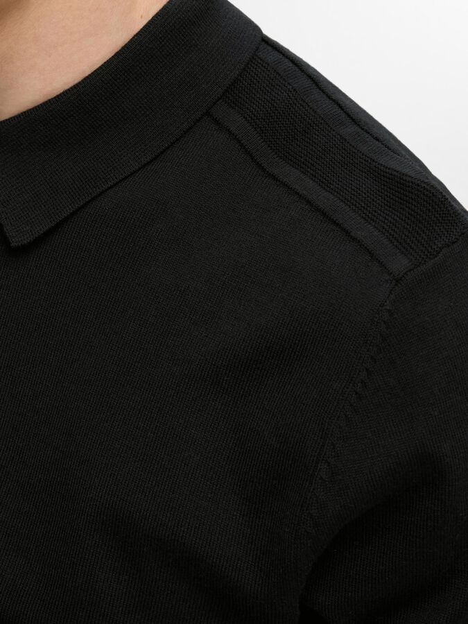 SELECTED - KNITTED LONG - SLEEVED POLO - BLACK - Sweater_SELECTED - Aritmetik - montreal