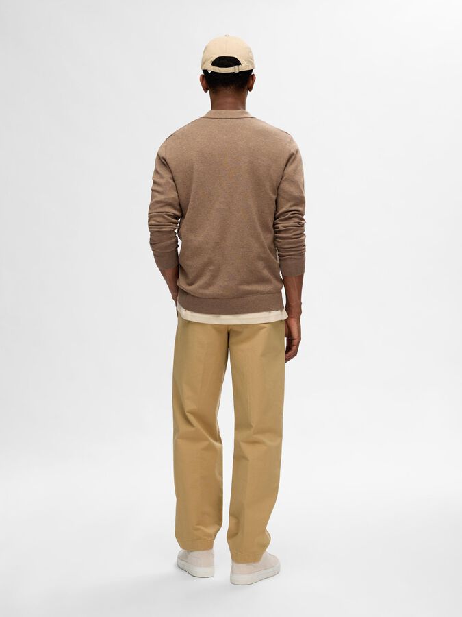 SELECTED - KNITTED LONG - SLEEVED POLO - BROWN - Sweater_SELECTED - Aritmetik - montreal