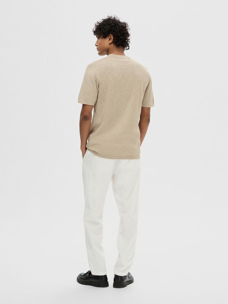 SELECTED - KNITTED SHORT - SLEEVED T - SHIRT - beige - T-shirt_SELECTED - Aritmetik - montreal