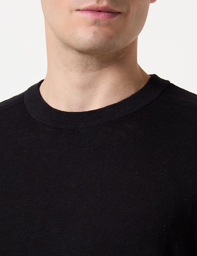 SELECTED - KNITTED SHORT - SLEEVED T - SHIRT - Black - T-shirt_SELECTED - Aritmetik - montreal