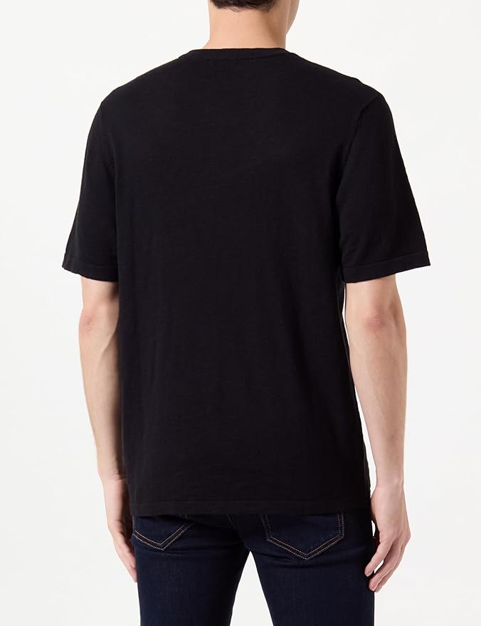 SELECTED - KNITTED SHORT - SLEEVED T - SHIRT - Black - T-shirt_SELECTED - Aritmetik - montreal