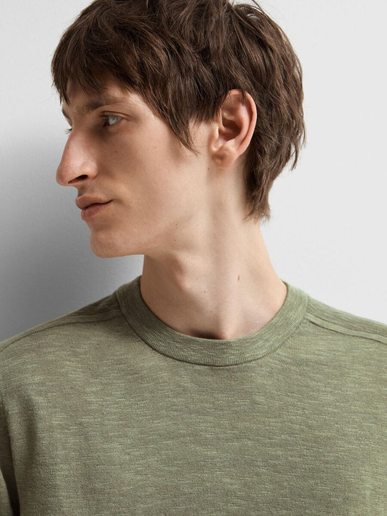 SELECTED - KNITTED SHORT - SLEEVED T - SHIRT - Olive - T-shirt_SELECTED - Aritmetik - montreal