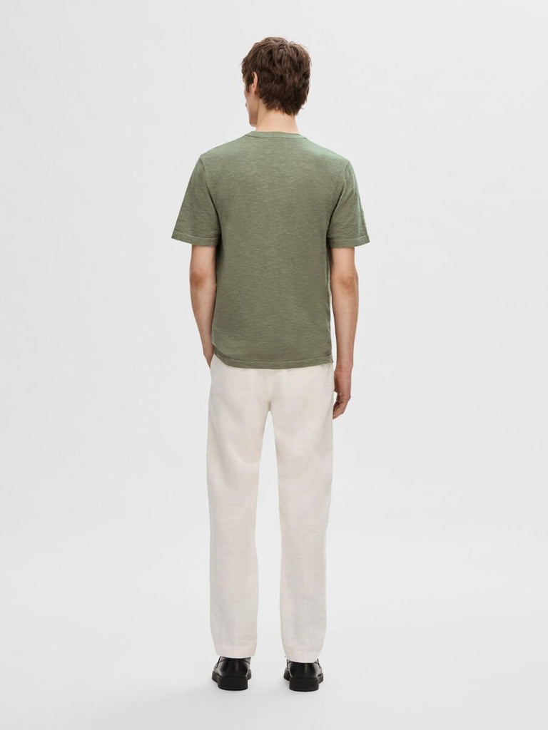 SELECTED - KNITTED SHORT - SLEEVED T - SHIRT - Olive - T-shirt_SELECTED - Aritmetik - montreal