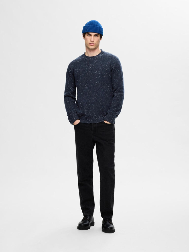 SELECTED - LONG SLEEVED CREW NECK JUMPER - NAVY - Sweater_SELECTED - Aritmetik - montreal