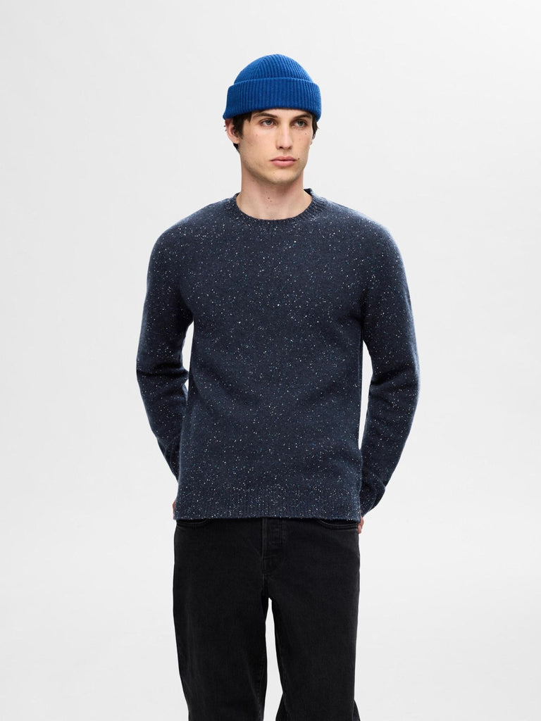 SELECTED - LONG SLEEVED CREW NECK JUMPER - NAVY - Sweater_SELECTED - Aritmetik - montreal