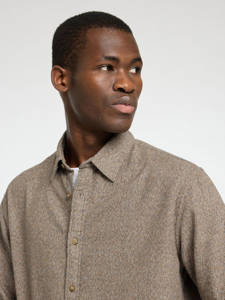 SELECTED - LONG SLEEVED FLANNEL SHIRT - BROWN - Shirt_SELECTED - Aritmetik - montreal