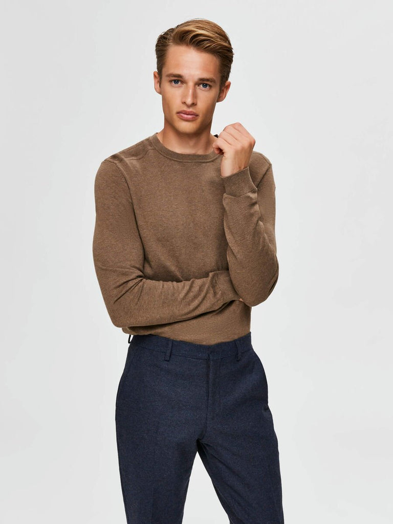 SELECTED - LONG - SLEEVED KNITTED JUMPER - BROWN - Sweater_SELECTED - Aritmetik - montreal