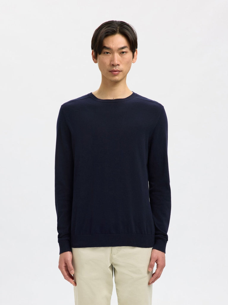 SELECTED - LONG - SLEEVED KNITTED JUMPER - Navy - Sweater_SELECTED - Aritmetik - montreal