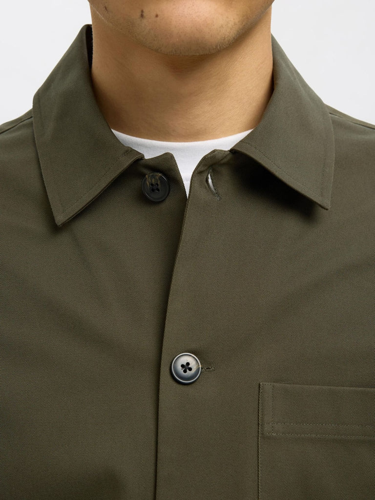 SELECTED - REGULAR FIT COTTON OVERSHIRT - Forest - Wool Jacket_SELECTED - Aritmetik - montreal