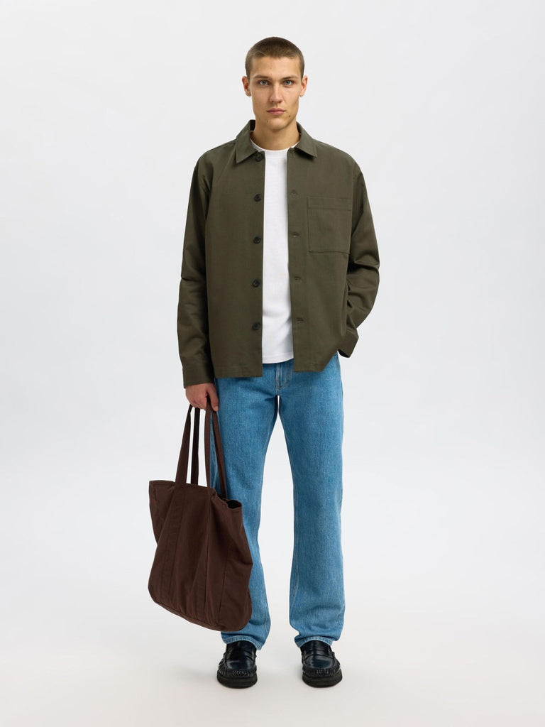 SELECTED - REGULAR FIT COTTON OVERSHIRT - Forest - Wool Jacket_SELECTED - Aritmetik - montreal