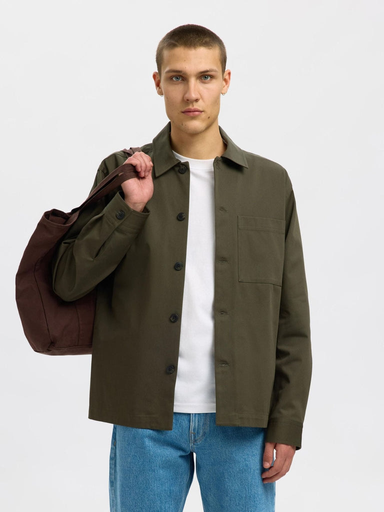 SELECTED - REGULAR FIT COTTON OVERSHIRT - Forest - Wool Jacket_SELECTED - Aritmetik - montreal