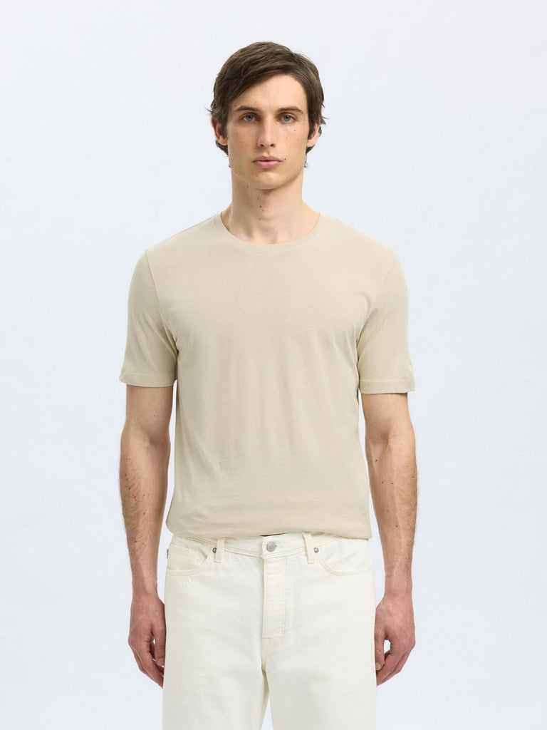SELECTED - REGULAR T - SHIRT - Beige - T-Shirts_Selected - Aritmetik - montreal