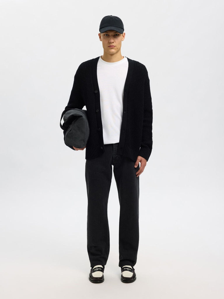SELECTED - RELAXED FIT COTTON CARDIGAN - Black - Cardigan_SELECTED - Aritmetik - montreal