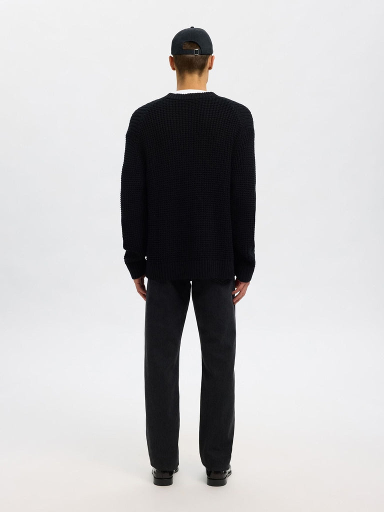 SELECTED - RELAXED FIT COTTON CARDIGAN - Black - Cardigan_SELECTED - Aritmetik - montreal