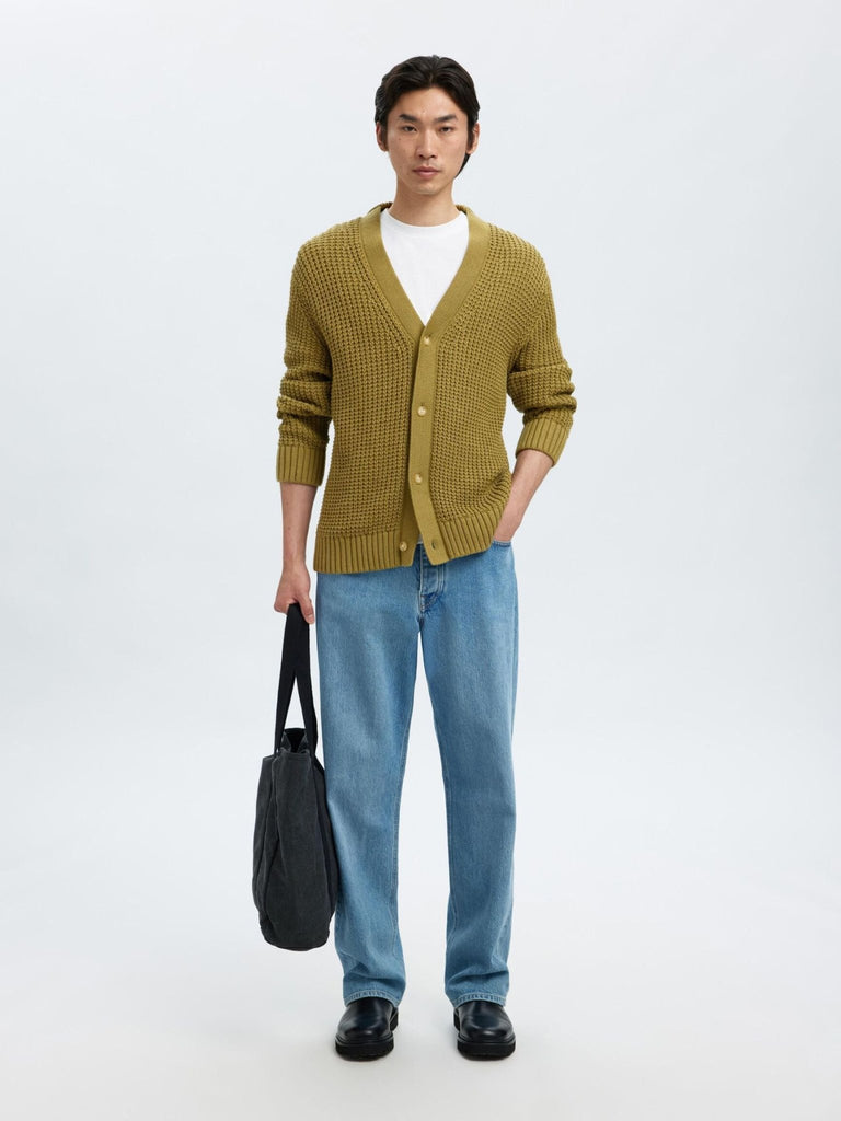 SELECTED - RELAXED FIT COTTON CARDIGAN - Green - Cardigan_SELECTED - Aritmetik - montreal