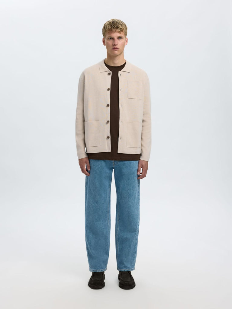 SELECTED - RELAXED FIT KNITTED CARDIGAN - Beige - Cardigan_SELECTED - Aritmetik - montreal