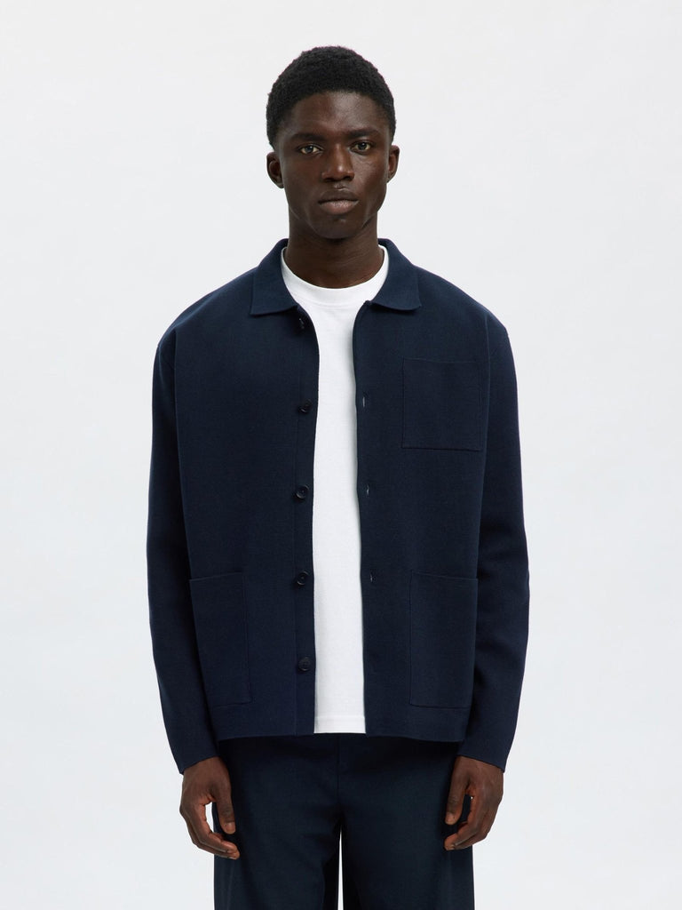 SELECTED - RELAXED FIT KNITTED CARDIGAN - Navy - Cardigan_SELECTED - Aritmetik - montreal