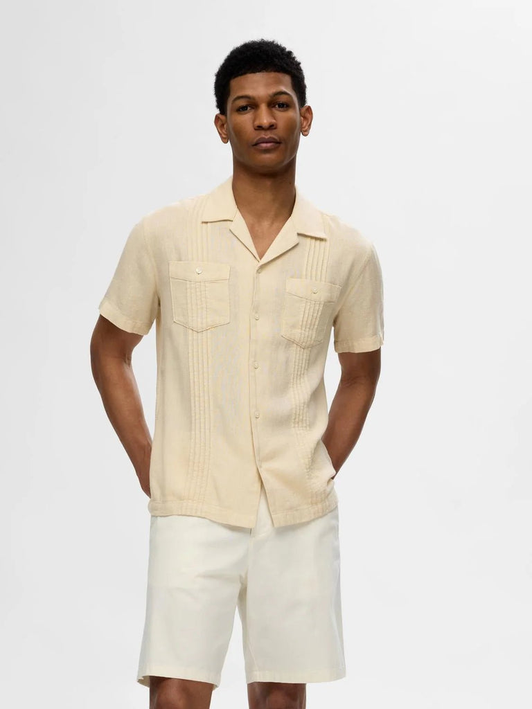 SELECTED - SHORT SLEEVED SHIRT - BEIGE - Shirt_SELECTED - Aritmetik - montreal