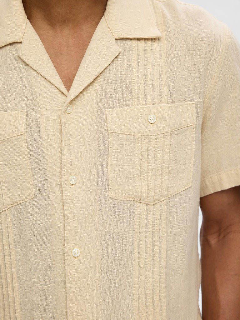 SELECTED - SHORT SLEEVED SHIRT - BEIGE - Shirt_SELECTED - Aritmetik - montreal