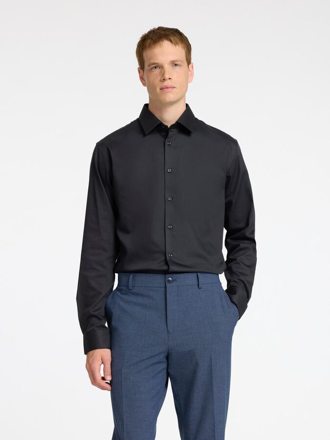 SELECTED - SLIM FIT STRETCH SHIRT - BLACK - Shirt_SELECTED - Aritmetik - montreal