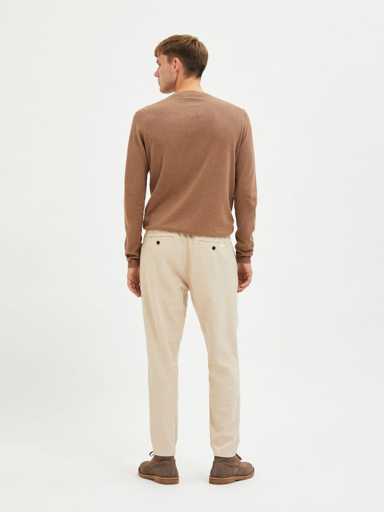 SELECTED - SLIM FIT TAPERED LINEN TROUSERS - BEIGE - PANTS_SELECTED - Aritmetik - montreal