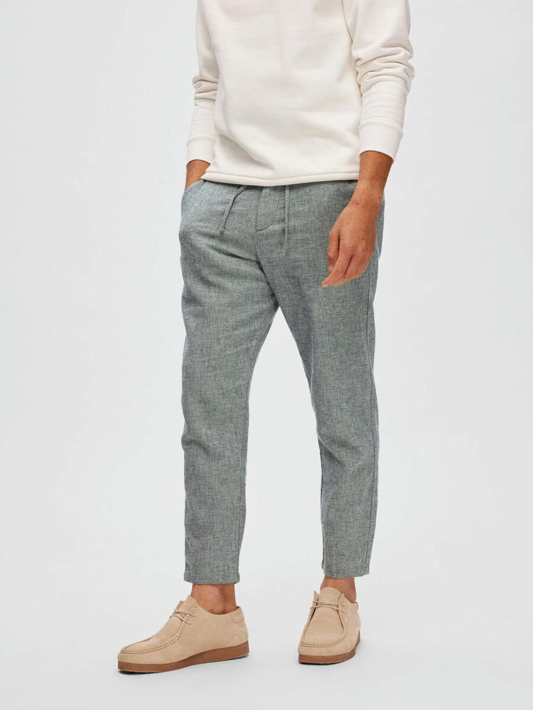 SELECTED - SLIM FIT TAPERED LINEN TROUSERS - GREY - PANTS_SELECTED - Aritmetik - montreal