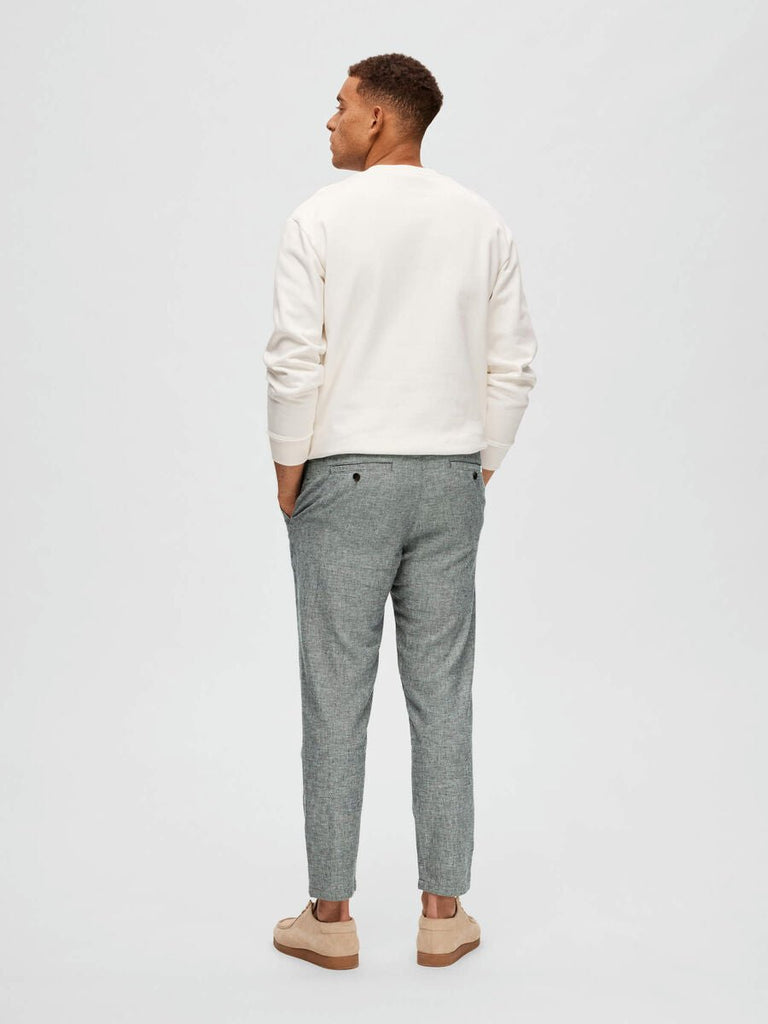 SELECTED - SLIM FIT TAPERED LINEN TROUSERS - GREY - PANTS_SELECTED - Aritmetik - montreal