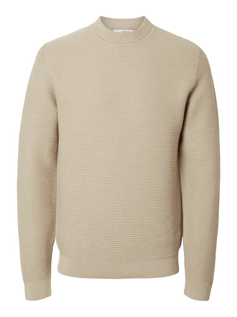 SELECTED - STRUCTURED MOCK NECK - BEIGE - Sweater_SELECTED - Aritmetik - montreal