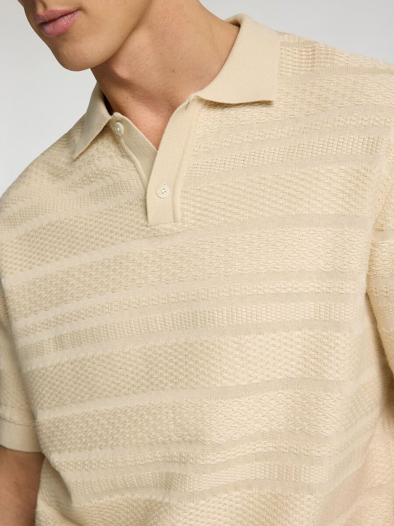 SELECTED - TEXTURED KNIT POLO - BEIGE - Polo_SELECTED - Aritmetik - montreal