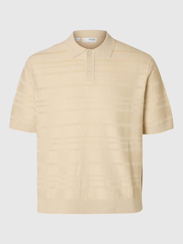 SELECTED - TEXTURED KNIT POLO - BEIGE - Polo_SELECTED - Aritmetik - montreal