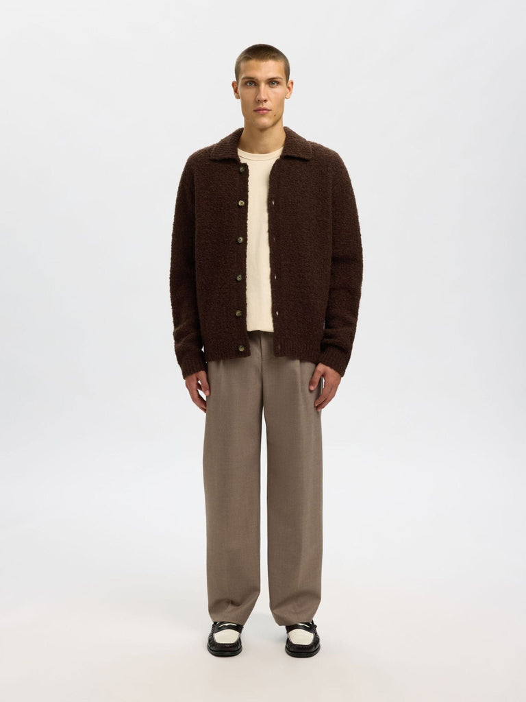 SELECTED - WOOL BLEND KNITTED CARDIGAN - Brown - Cardigan_SELECTED - Aritmetik - montreal