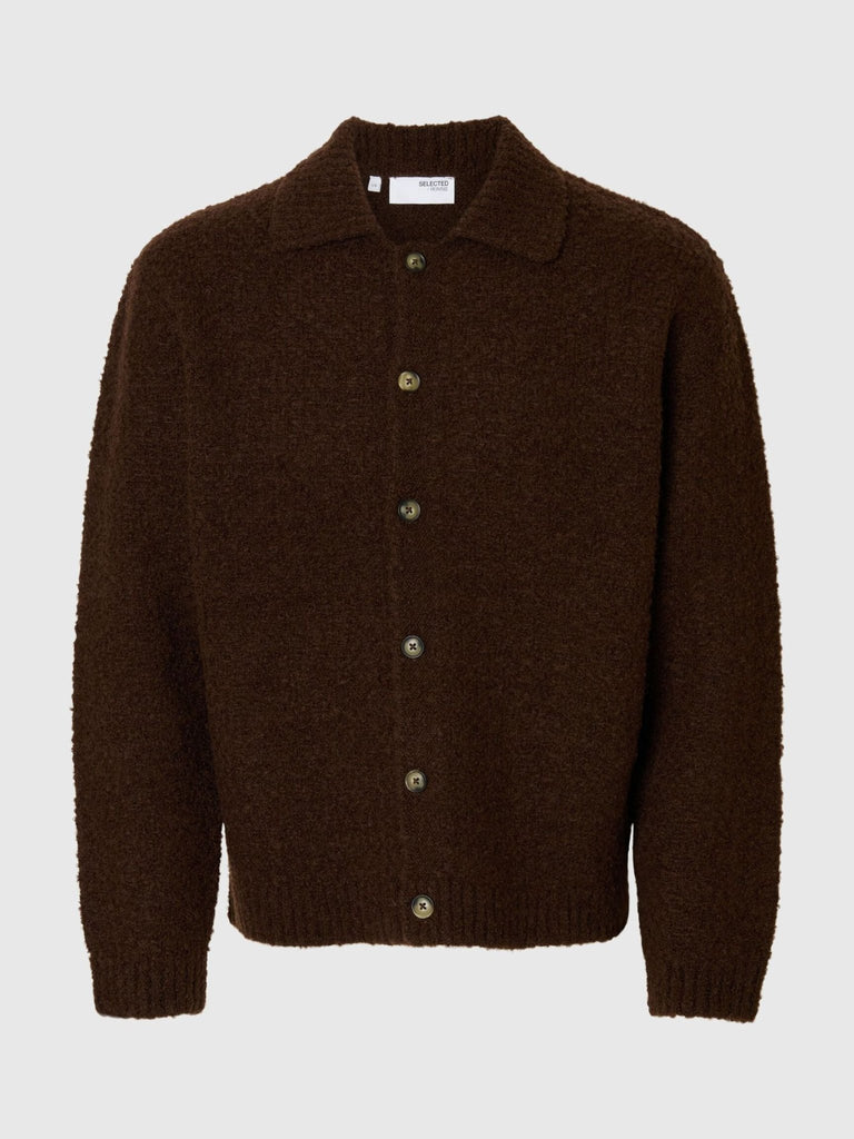 SELECTED - WOOL BLEND KNITTED CARDIGAN - Brown - Cardigan_SELECTED - Aritmetik - montreal