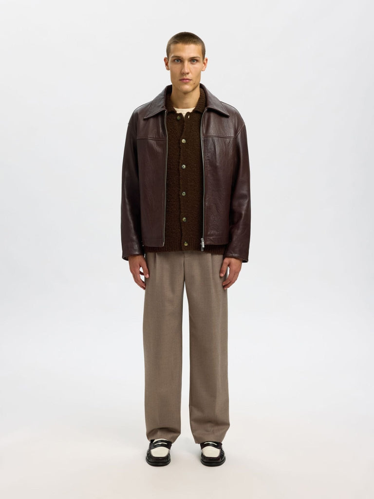 SELECTED - WOOL BLEND KNITTED CARDIGAN - Brown - Cardigan_SELECTED - Aritmetik - montreal