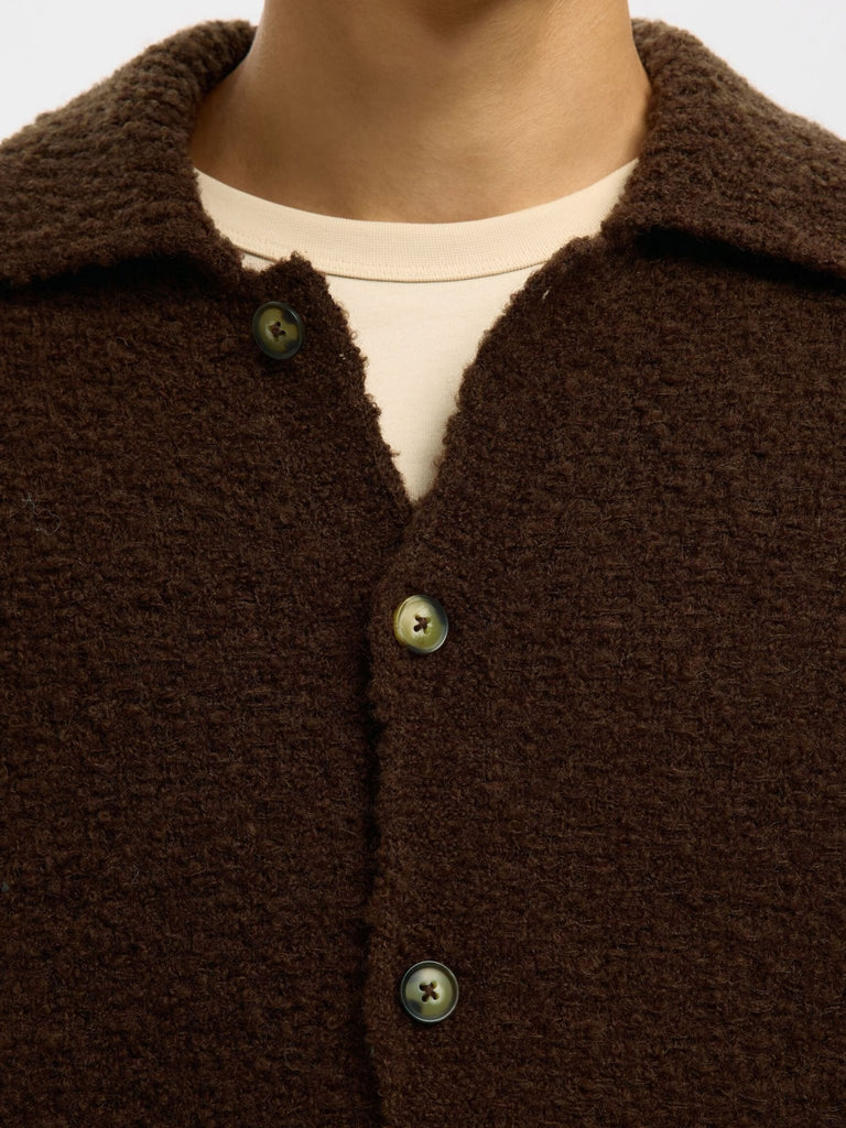SELECTED - WOOL BLEND KNITTED CARDIGAN - Brown - Cardigan_SELECTED - Aritmetik - montreal