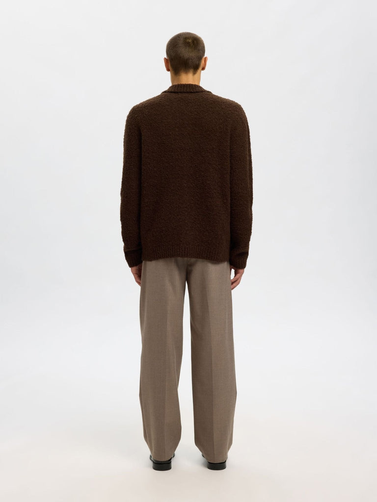 SELECTED - WOOL BLEND KNITTED CARDIGAN - Brown - Cardigan_SELECTED - Aritmetik - montreal